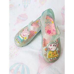 PEPPA PIG GLITTER JELLY MARY-JANE SANDALS Y2K SIZE 8C TODDLER PEPPA RULES